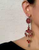 Sheesha Earring Red Floral Long